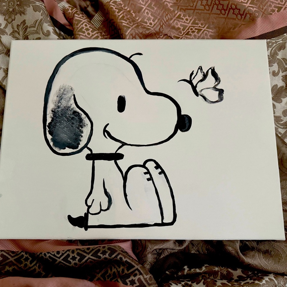 Snoopy Canvas Art with Butterfly